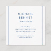 Mit Monogramm Blue Brushed Metallic Foil Consultan Quadratische Visitenkarte (Rückseite)