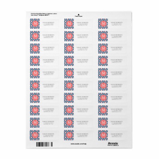 Mit Monogramm Blue Coronds Diamonds Ikat Pattern (Vorne)
