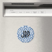 Mit Monogramm Blue Damask Magnet (In Situ (Geschirrspüler))