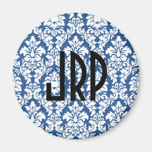 mit Monogramm Blue Damask Magnet
