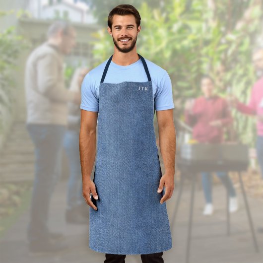 Mit Monogramm Blue Denim Schürze