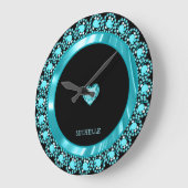 Mit Monogramm Blue Diamonds Große Wanduhr (Winkel)