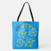 Mit Monogramm Blue Floral Tasche Tasche (Vorderseite)