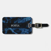 Mit Monogramm Blue Glitzer White Spargel Gepäckmar Gepäckanhänger (Vorderseite horizontal)