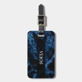 Mit Monogramm Blue Glitzer White Spargel Gepäckmar Gepäckanhänger (Vorderseite vertikal)