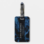 Mit Monogramm Blue Glitzer White Spargel Gepäckmar Gepäckanhänger (Rückseite vertikal)