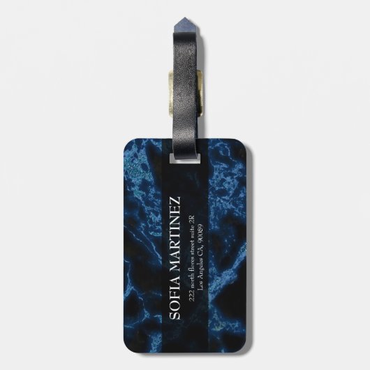 Mit Monogramm Blue Glitzer White Spargel Gepäckmar Gepäckanhänger (Rückseite vertikal)