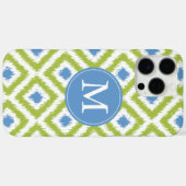 Mit Monogramm Blue Green Diamond Ikat Pattern Case-Mate iPhone Hülle (Rückseite (Horizontal))