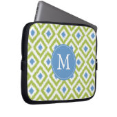 Mit Monogramm Blue Green Diamond Ikat Pattern Laptopschutzhülle (Vorne Rechts)