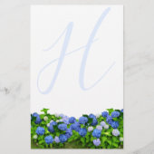 Mit Monogramm Blue Hydrangea Garden Schreibpapier (Vorderseite)