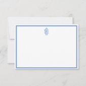 Mit Monogramm BLue-Karte und weiße Flachnotierkart Einladung (Vorderseite)