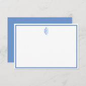Mit Monogramm BLue-Karte und weiße Flachnotierkart Einladung (Vorne/Hinten)