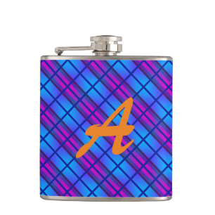 Mit Monogramm Blue Lila Neon Flachmann