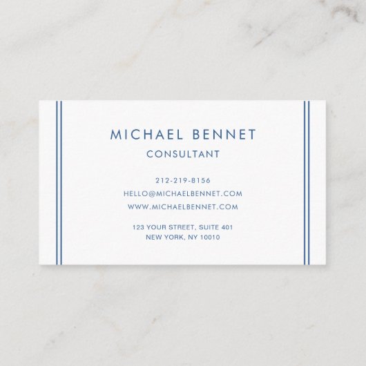 Mit Monogramm Blue Metallic Foil Consultant Visitenkarte (Rückseite)