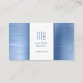 Mit Monogramm Blue Metallic Foil Consultant Visitenkarte (Vorderseite)