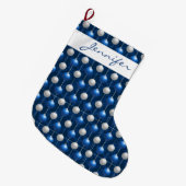 Mit Monogramm Blue n White Frohe Weihnachtsschmuck Großer Weihnachtsstrumpf (Vorderansicht (hängend))