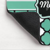 Mit Monogramm Blue Quatrefoil Lattice Polka Dot Mousepad (Ecke)