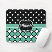 Mit Monogramm Blue Quatrefoil Lattice Polka Dot Mousepad (Mit Mouse)