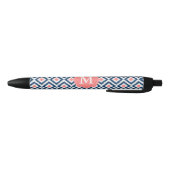 Mit Monogramm Blue und Coral Diamonds Ikat Muster Kugelschreiber (Unterseite)