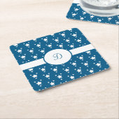 Mit Monogramm Blue und White Stars Patriotic Rechteckiger Pappuntersetzer (angewinkelt)