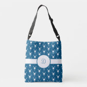 Mit Monogramm Blue und White Stars Patriotic Tragetaschen Mit Langen Trägern (Rückseite)
