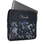 Mit Monogramm Blue Watercolor Wildblume Garden Laptopschutzhülle (Vorne Rechts)