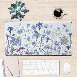 Mit Monogramm Blue Watercolor Wildblume Garden Schreibtischunterlage