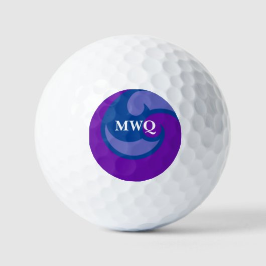Mit Monogramm Blue Wave Golf Ball (Vorderseite)
