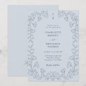 Mit Monogramm Blue Wedding Einladung (Vorne/Hinten)