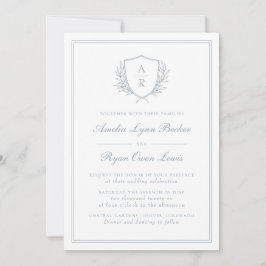 Mit Monogramm Blue Wedding Einladung
