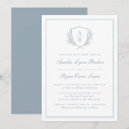 Mit Monogramm Blue Wedding Einladung