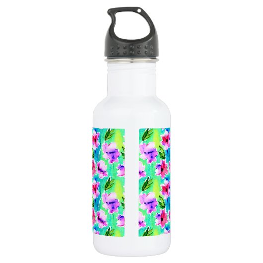 Mit Monogramm Blume Edelstahlflasche (Rückseite)