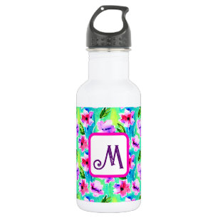 Mit Monogramm Blume Edelstahlflasche