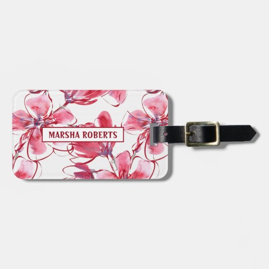 Mit Monogramm Blume Gepäckanhänger (Vorderseite horizontal)