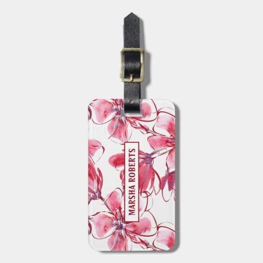 Mit Monogramm Blume Gepäckanhänger (Vorderseite vertikal)