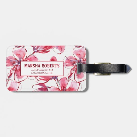 Mit Monogramm Blume Gepäckanhänger (Rückseite horizontal)