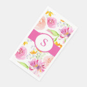 Mit Monogramm Blume in Rosa Serviette (Ecke)