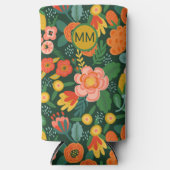 Mit Monogramm Blume Personalisiert Selters Dosenkühler (Vorderseite)