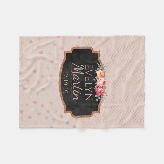 Mit Monogramm Blumen der Fleecedecke (Vorderseite (Horizontal))