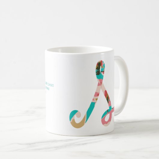 Mit Monogramm Blumenbibel-Brief R Kaffeetasse (VorderseiteRechts)