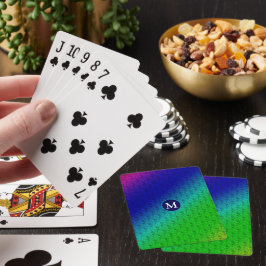 Mit Monogramm Blumenblau-Grünes Diagonalmuster Spielkarten