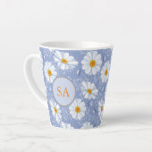Mit Monogramm Blumenblau, orange, weiß Milchtasse (Linke Ecke)