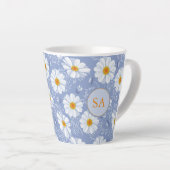 Mit Monogramm Blumenblau, orange, weiß Milchtasse (Rechte Ecke)