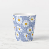 Mit Monogramm Blumenblau, orange, weiß Milchtasse (Vorderseite)