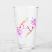 Mit Monogramm Blumenglastrommel Glas (Vorderseite)