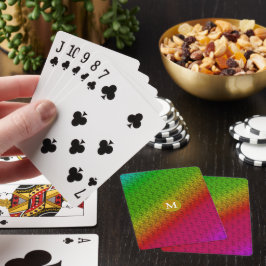 Mit Monogramm Blumengrün Lila Diagonalmuster Spielkarten