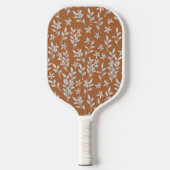 Mit Monogramm Blumeninitialen braun und rosa Pickleball Schläger (Vorderseite)