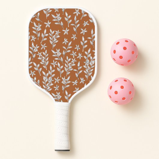 Mit Monogramm Blumeninitialen braun und rosa Pickleball Schläger