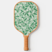 Mit Monogramm Blumeninitialen grün und rosa Pickleball Schläger (Vorderseite)