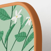 Mit Monogramm Blumeninitialen grün und rosa Pickleball Schläger (Linke Seite)